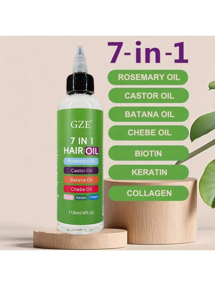 7-IN-1 Hair Oil Enriched With Rosemary Oil Castor Oil Batana Oil Chebe Oil Biotin Keratin Collagen for Hair Strongs,...