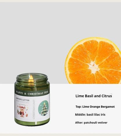 Christmas Scented Candle in Glass Aromatic Xmas Candles Guest Gift Candle Jar Freesia Ebony Scent - Kimlud