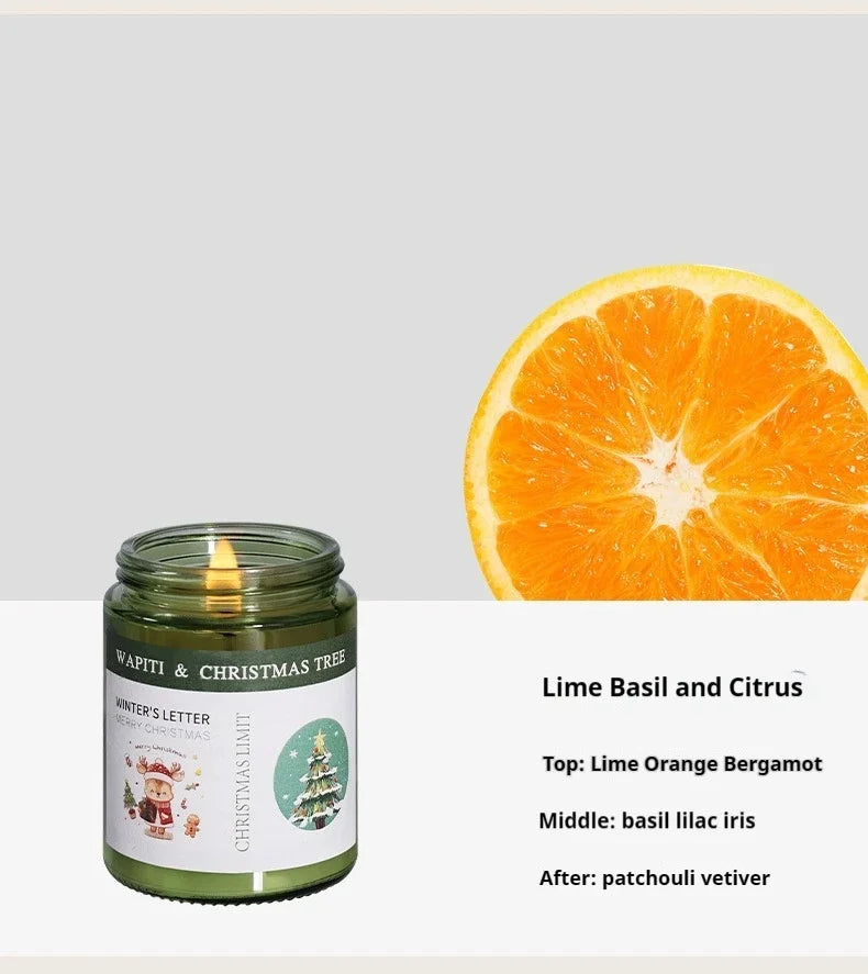 Christmas Scented Candle in Glass Aromatic Xmas Candles Guest Gift Candle Jar Freesia Ebony Scent - Kimlud