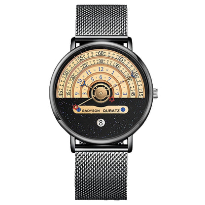Unique Business Men Watch Fashion Auto Date Stainless Steel Strap Quartz Wristwatch Man Gifts For Him Calendar Clock