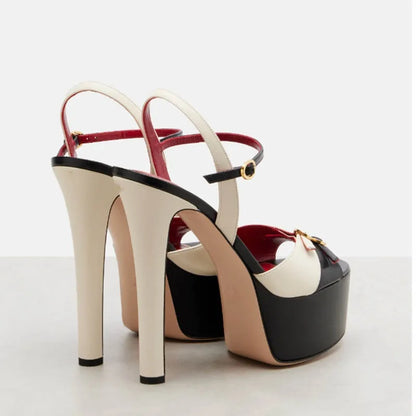 French Style Luxury High-Heeled Shoes with Thick Toe and Hollowed Out Back for Banquets, Women's Buckle Strap Sandals |...