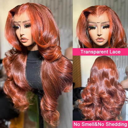 40 inch Reddish Brown HD Lace Front Human Hair Wig PrePlucked 13x4 Colored Human Hair 13x6 Lace Front Wigs Body Wave Wig 4x4 5x5 - Kimlud