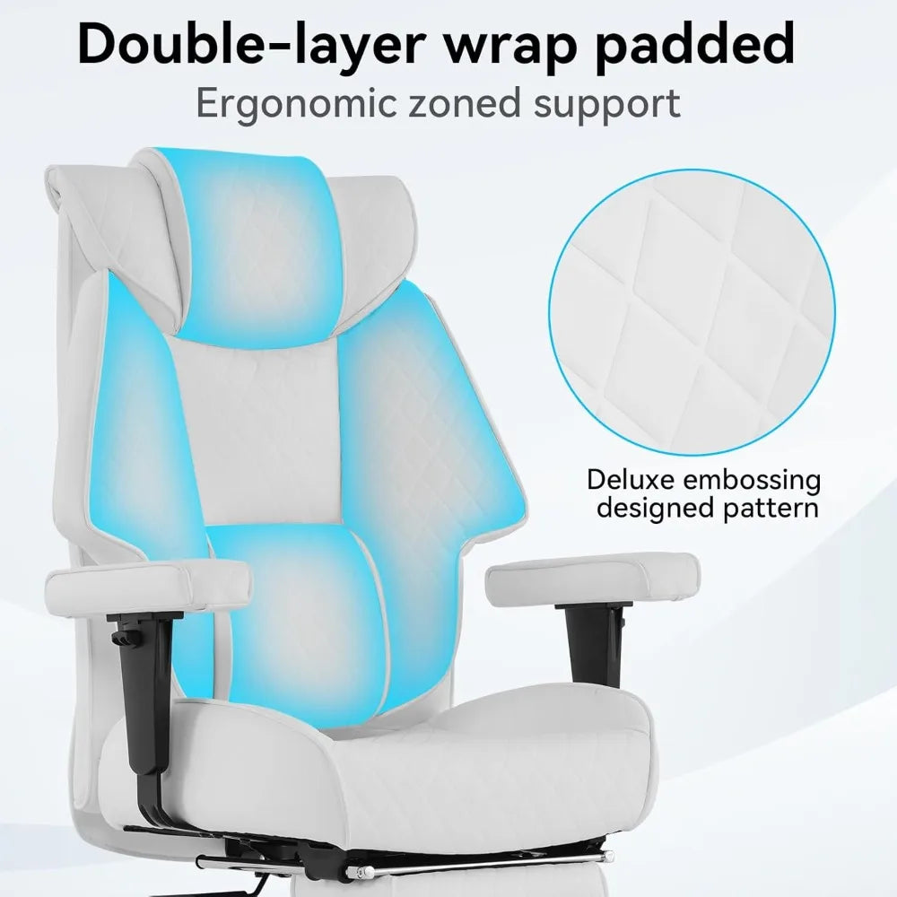 big and tall office chair with footrest, pu leather high back executive office chair 400lbs, ergonomic computer chairs lumbar su