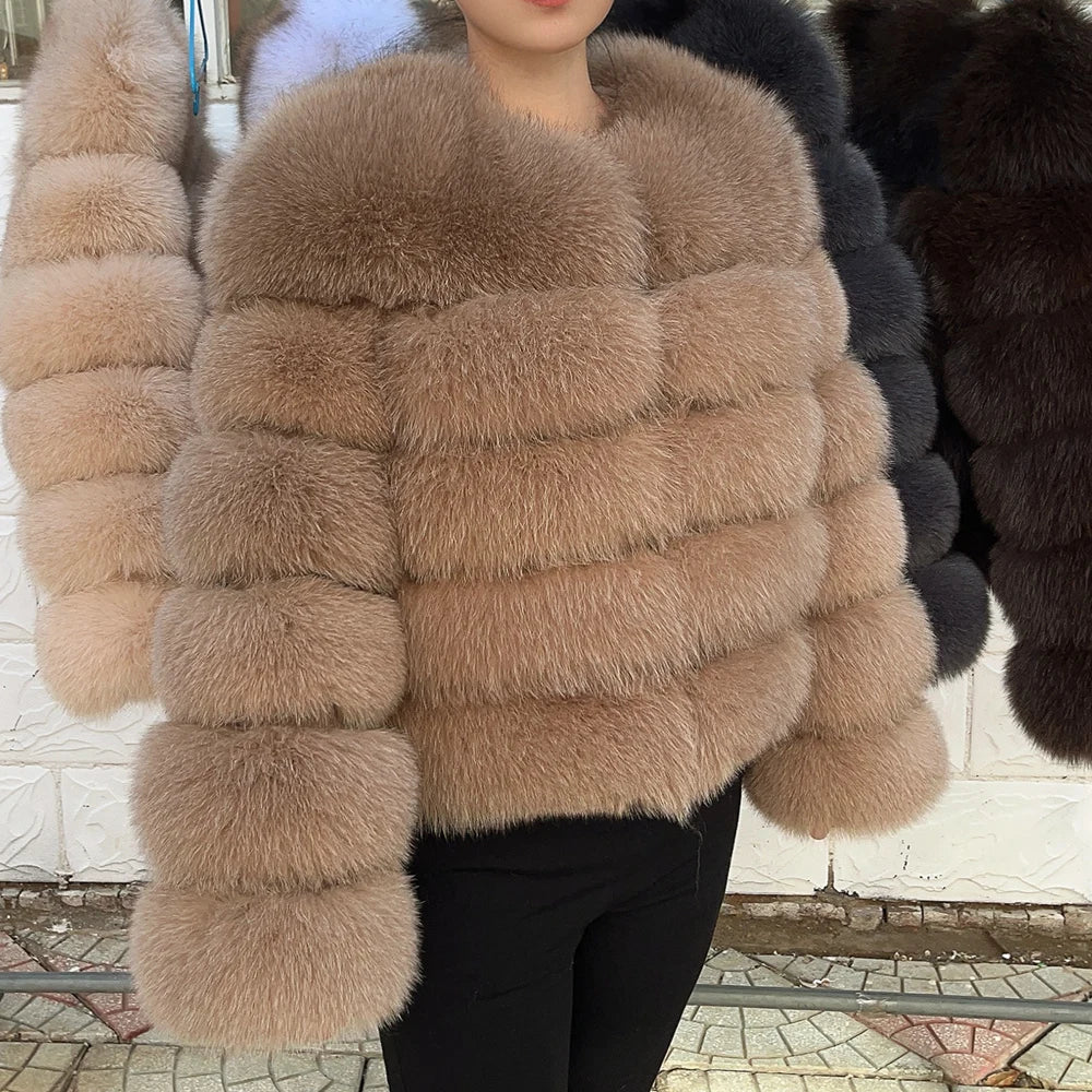 QUEENTINA Fox Fur Coat Real Winter Women'S New Fashion Furry 2025 Leather And Skin White Clothing Natural New In Coats & Jackets