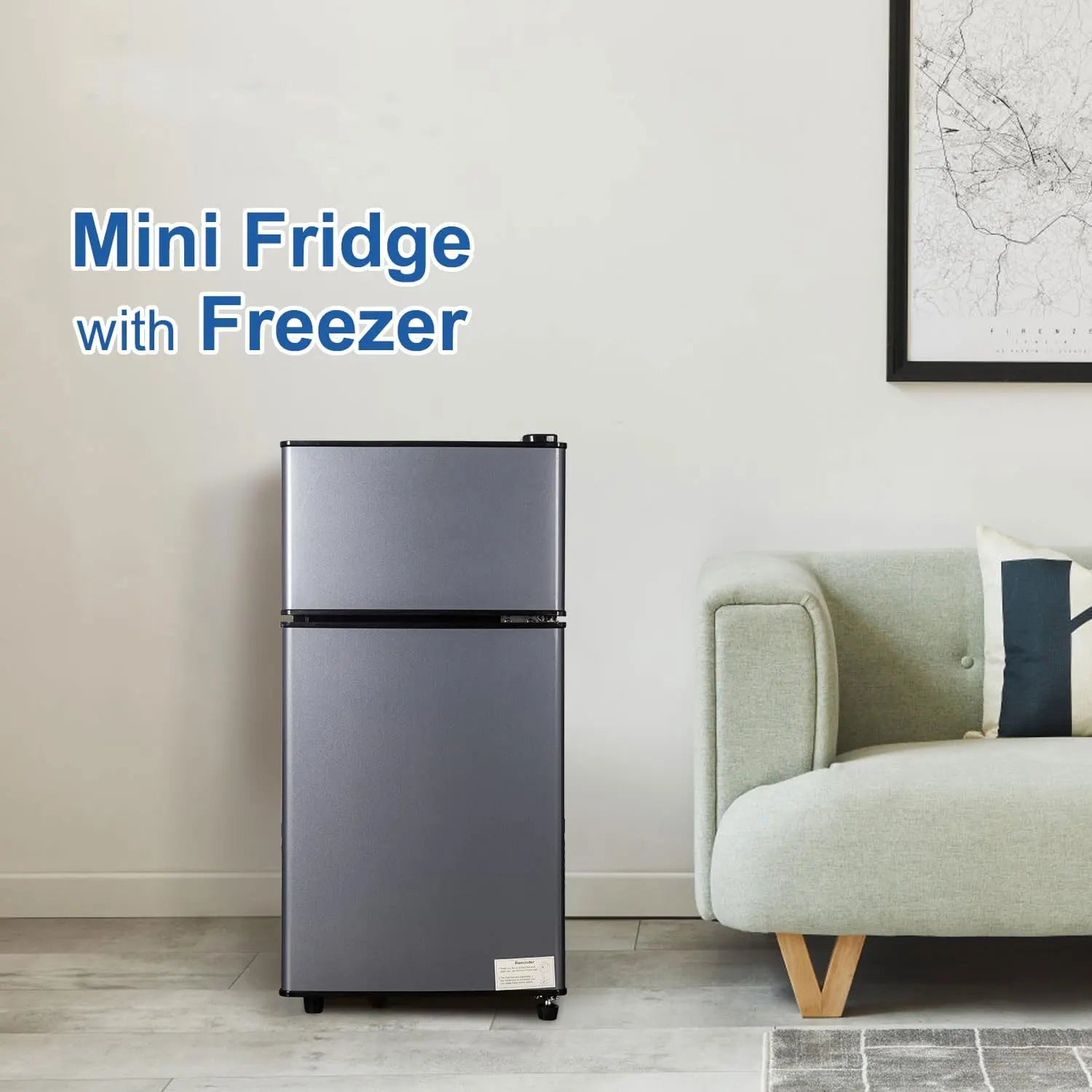 Mini Fridge with Freezer, 2.9 Cu.Ft Small Fridge, Energy Saving, Low Noise,7 Adjustable Thermostat, Double Door...