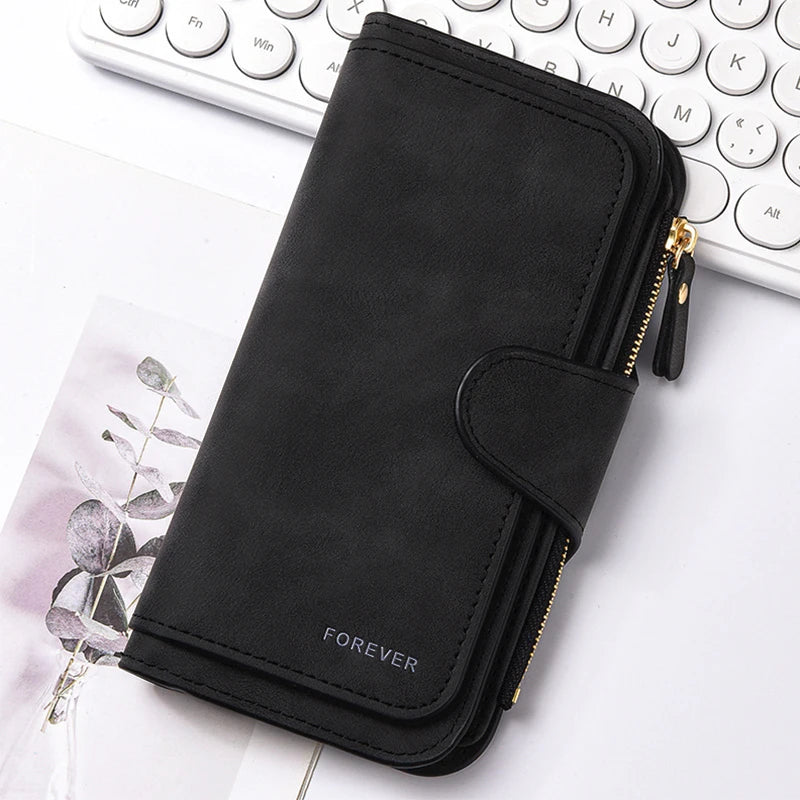  Mickey Minnie Lady Long Zip Wallet Buckle Tote Bag Coin Purse Soft PU Leather Multi-functional Card Holder Casual Daily