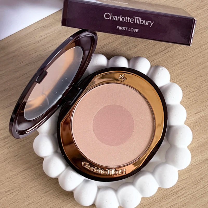 Charlotte 4 Colors Pink Diamond Heart-Shaped Lipstick Luminous Lip Glow and Two Color Heart Shape Powder Blusher Tilbury Makeup