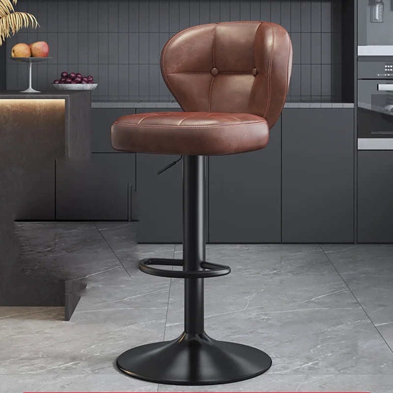 Leather Luxury Designer Bar Stools Minimalist Nordic Counter Gaming Bar Chairs With Back Comfortable Cadeira Trendy Furniture - Kimlud
