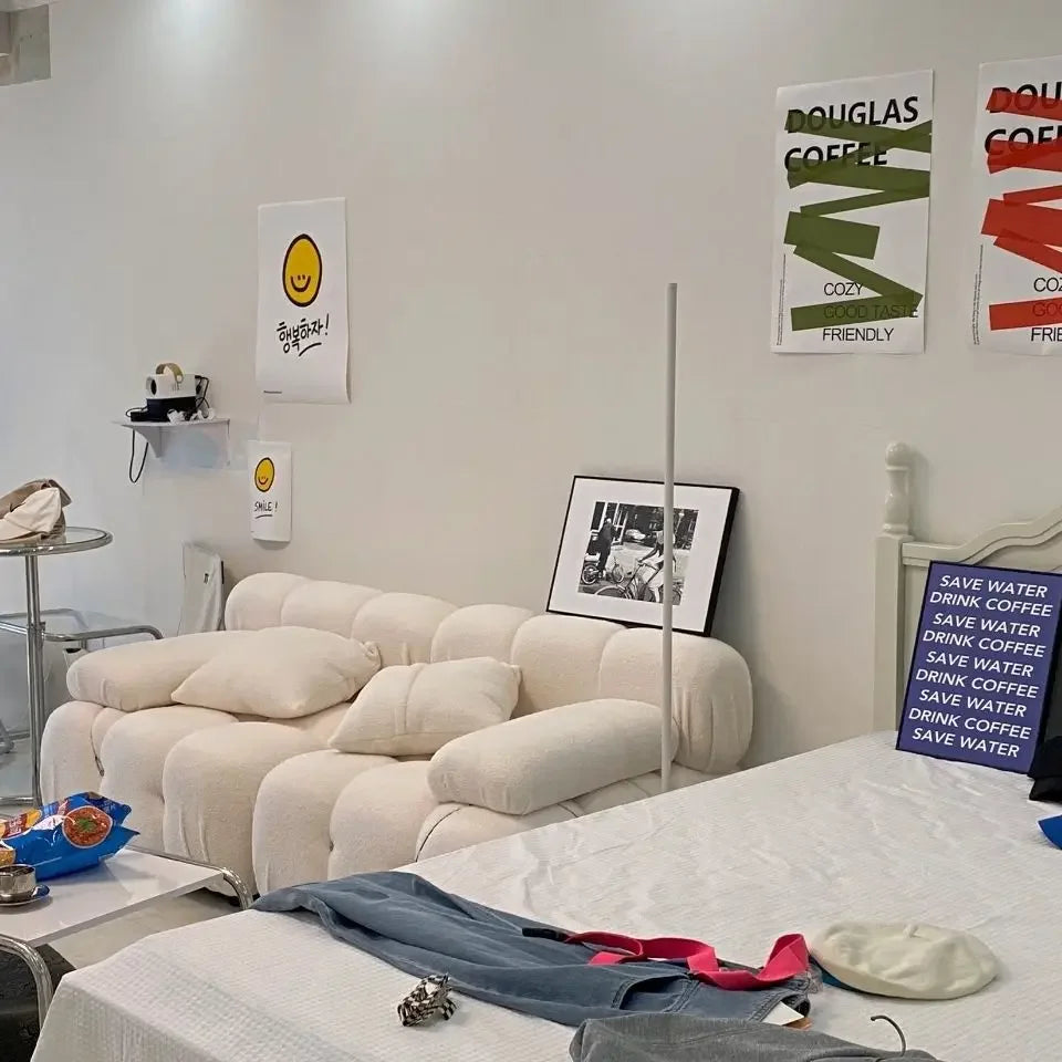 Modern Minimalist Creative Block-Style Fabric Sofa Compact Living Room Balcony Seating with Trendy Upholstery WebPopular...