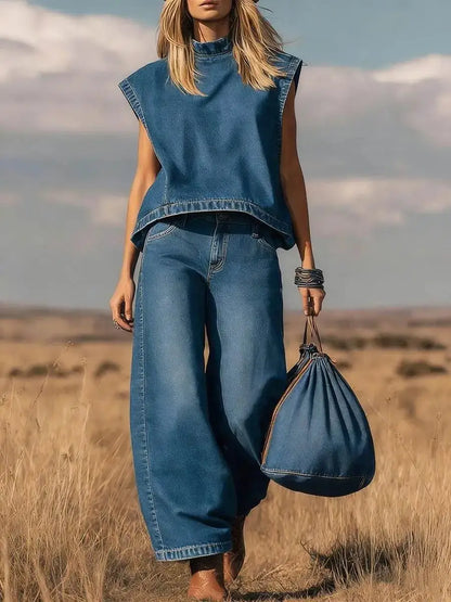 Women Sleeveless Denim Vest Oversized Ripped Denim Vest Cropped Buttoned Denim Vest Lightweight Jean Gilet Chic Trendy - Kimlud