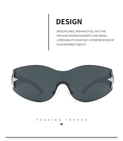 Fashion Sunglasses for Women Men Trendy Shield Wrap Around Sunglasses Oversized Fashion Frameless Sun Glasses