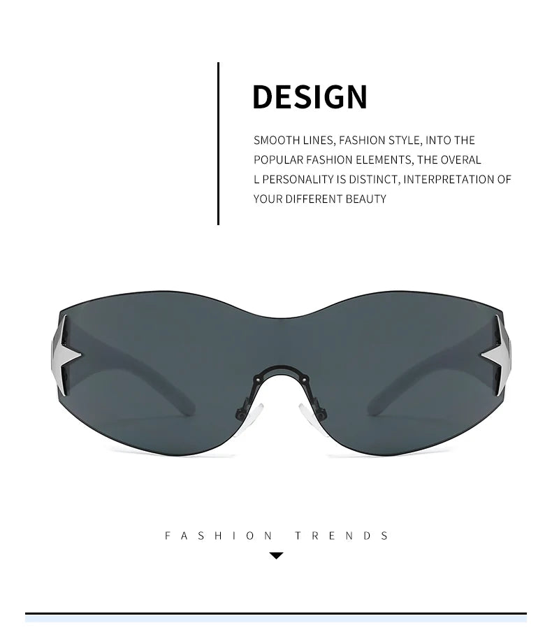 Fashion Sunglasses for Women Men Trendy Shield Wrap Around Sunglasses Oversized Fashion Frameless Sun Glasses