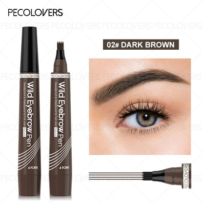 Four-Head Eyebrow Pen - Long-Lasting Brow Pencil, Waterproof For Daily Makeup, Brown And Dark Brown, Eye Cosmetic