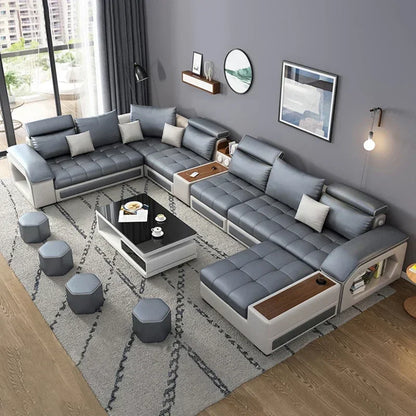 A Modern living room sectional sofas couches fabric sofa couch bed set U shape 7 seater living room Furniture designs factory - Kimlud