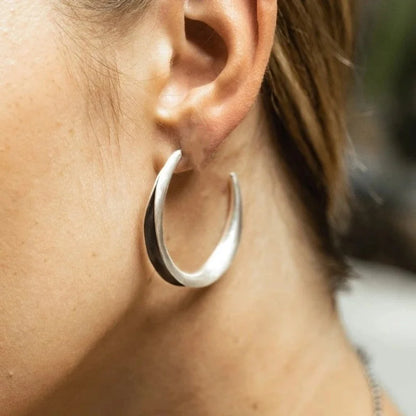 Fashion Concise Design Silvery Plated Hoop Earrings for Women's Vintage Party Vacation Jewelry Accessories Perfect...