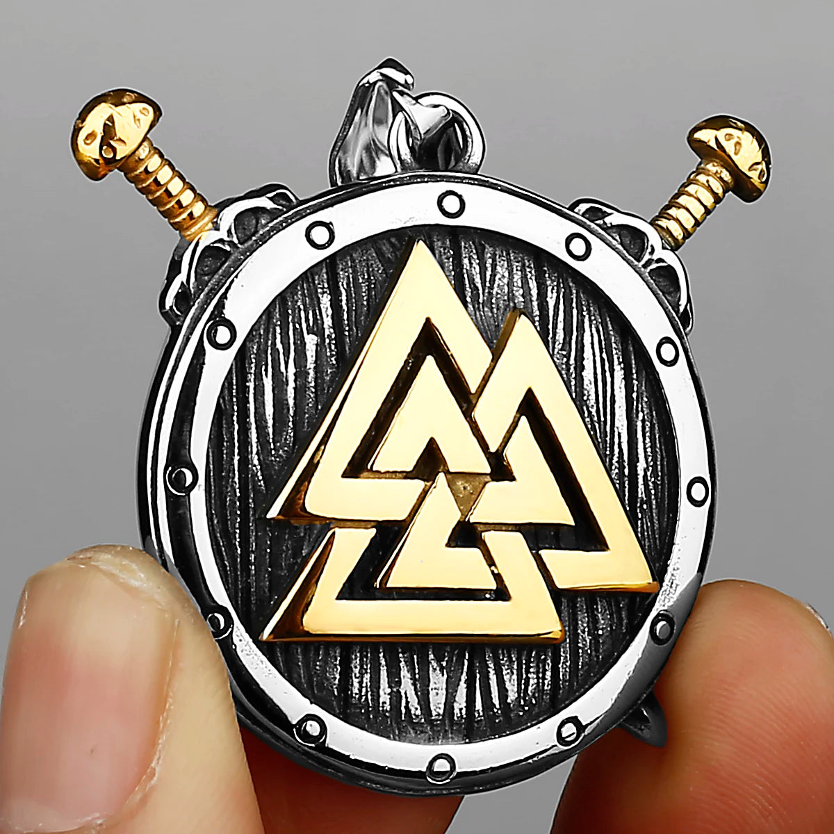 316L Stainless Steel Viking Shield Sword Valknut Amulet Rune Men's Necklace Pendant Birthday Gift Jewelry Wholesale