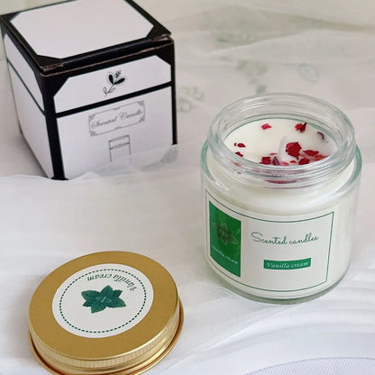 Lavender Scented Candles with Glass Jar Packaging and Gold Lid - Aromatherapy Accents Relaxing Bedroom & Living Room Fragrance