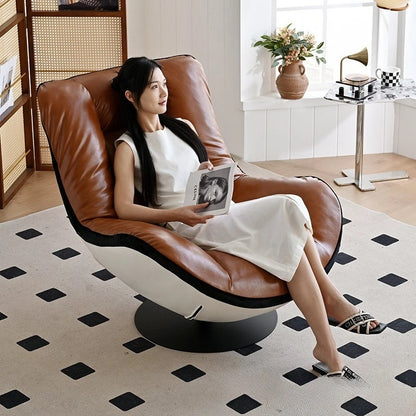 Oil wax leather single sofa chair living room balcony leather casual lazy can lie down