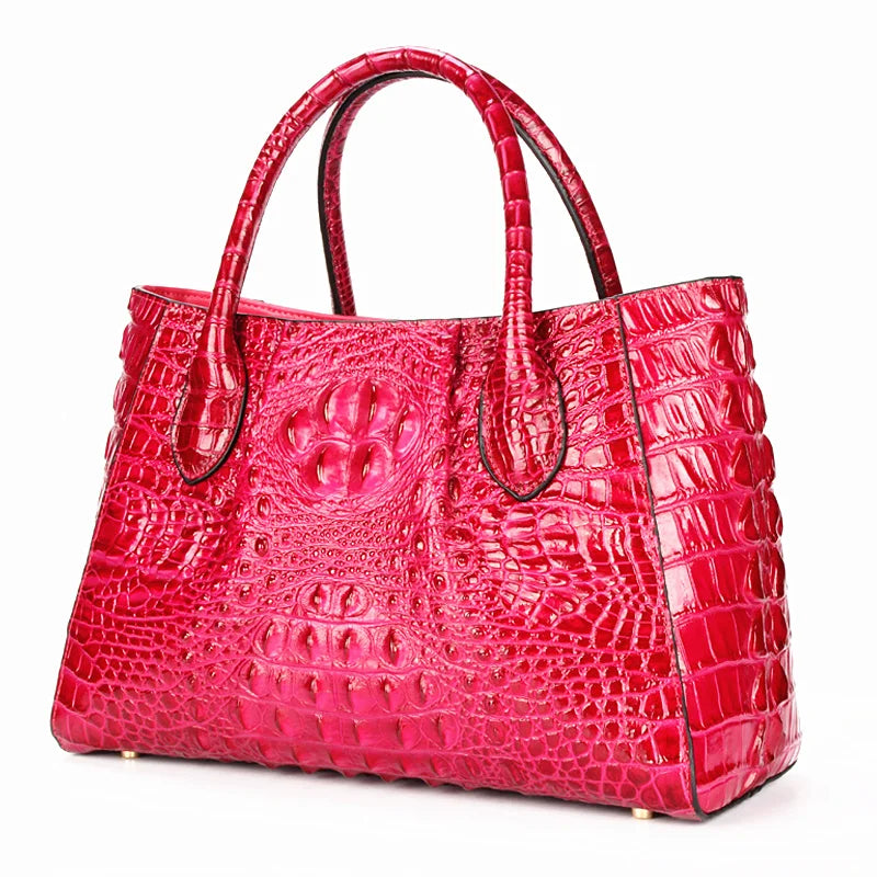 New Crocodile Leather Women's Handbags Genuine Leather Female Portable Shoulder Messenger Bag Fashion Brand Red Tote Bags