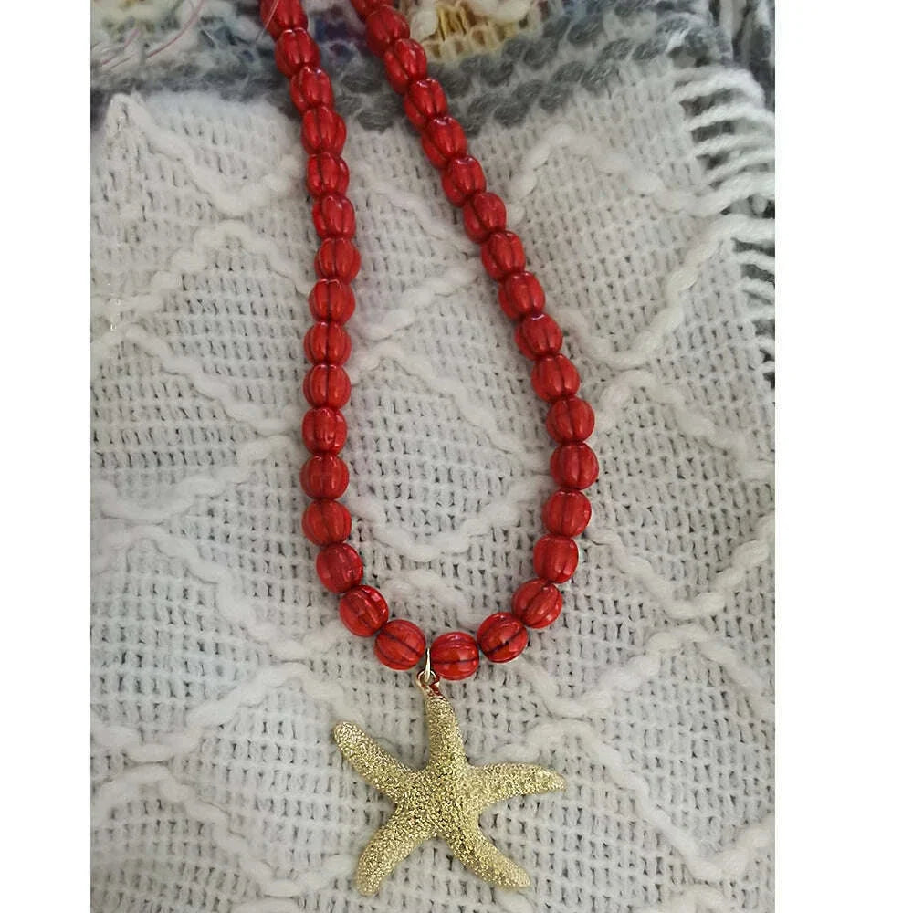 Bohemian Colorful Glaze Fish Pendant for Women Striped Beaded Necklace Seaside Vacation Party Accessories
