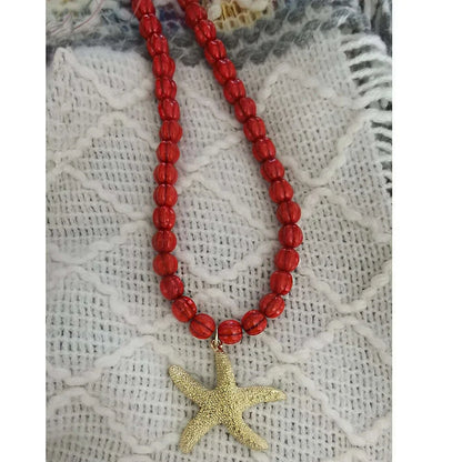 Bohemian Colorful Glaze Fish Pendant for Women Striped Beaded Necklace Seaside Vacation Party Accessories
