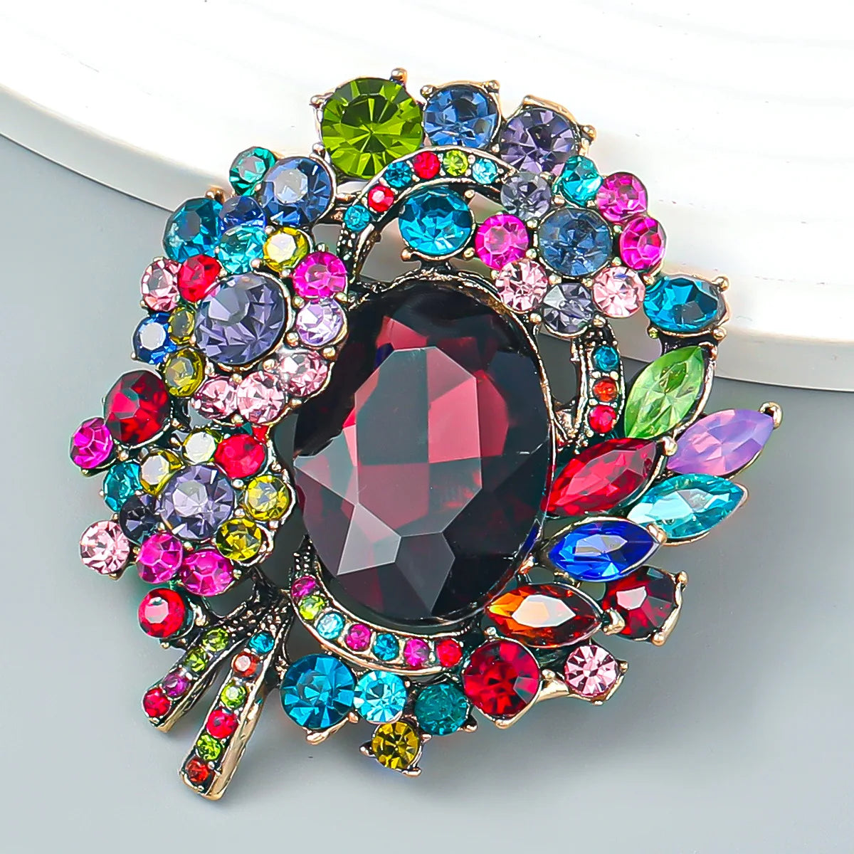SKEDS Luxury Big Size Women Colorful Rhinestone Badges Brooch Exaggerated Decoration Boutique Shiny Jewelry Accessories For Lady