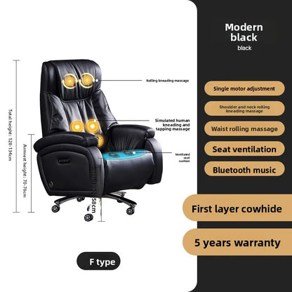 Electric Massage Boss Chair Heated Ventilated Gaming Chair Genuine Leather Executive Computer Seat Luxury Ergonomic Office Chair