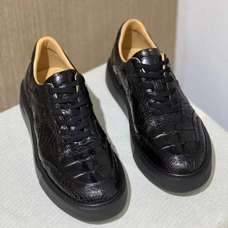 2025 new arrival Fashion Crocodile Skin causal shoes men,male Genuine leather Sneakers pdd587