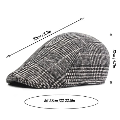 Men's Cotton Plaid Berets Caps for Men Women Middle-Aged Autumn Winter Hats Boina Herringbone Newsboy Baker Tweed Boy Hat