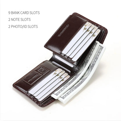 CHANPINCL Genuine Cow Leather Men Wallet Luxury Short Tri-Fold First Layer Cowhide Purse Male Business Horizontal Fashion