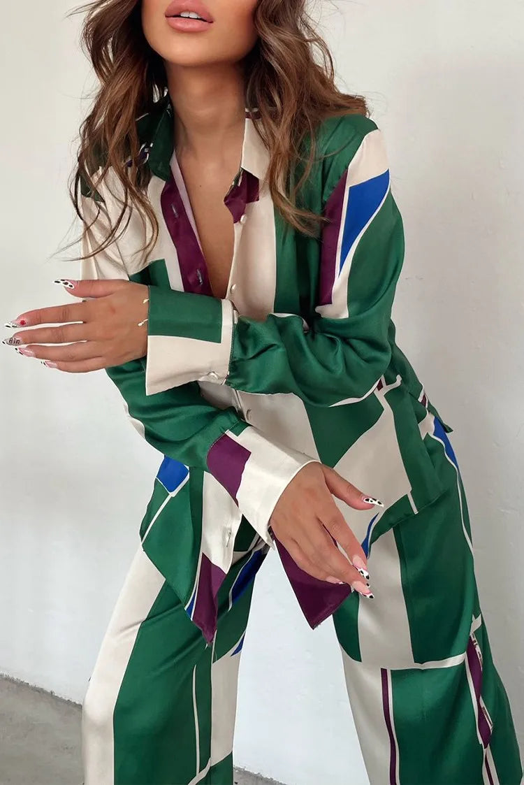 Spring New Two Piece Sets African Sets For Women New African Print Elastic Baggy Pants Rock Style Famous Suit Lady Outfits