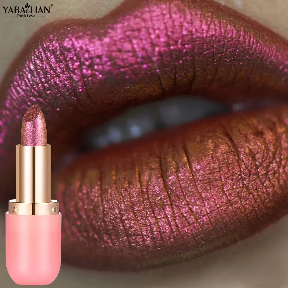 7-Color Aurora Chameleon Metallic Lip Stick High Shine Long-Lasting Diamond Blue Purple Lip Gloss for Halloween & Stage Makeup - Kimlud