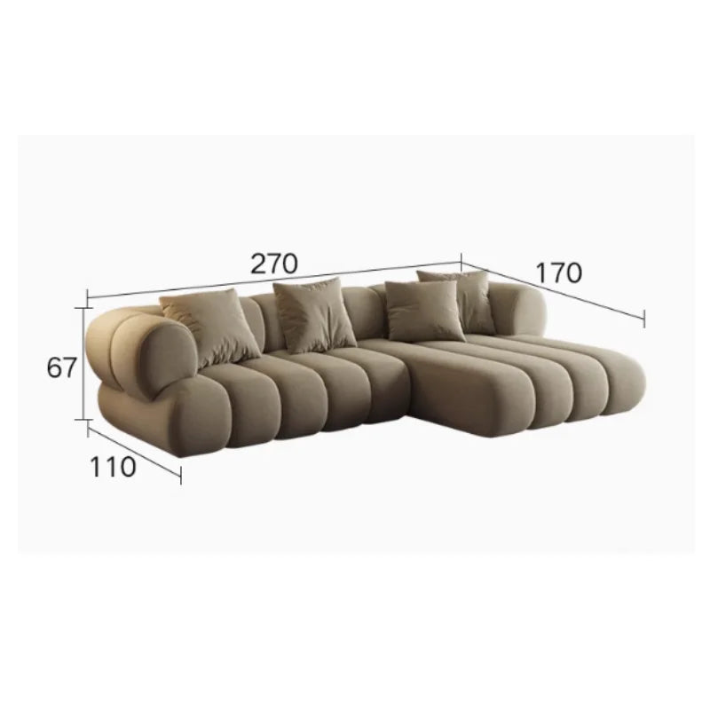 Luxury L-Shape Modular Sectional Sofa Set Fabric Couch for Home Hotel Villa for Living Room Filled with Sponge