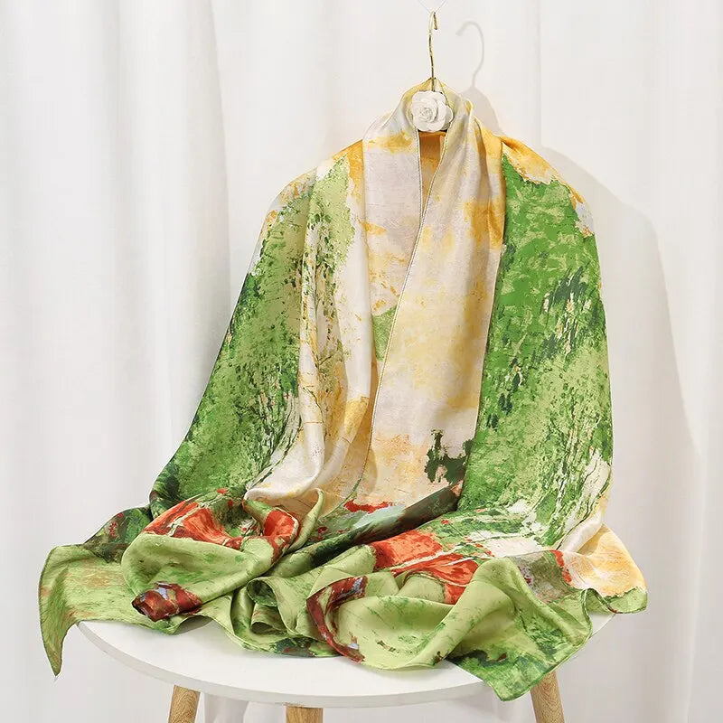 Tensili Brocade Satin Scarf Printed Silk Shawls Summer Women'S Sun Protection Cape Luxury Pashmina180*90cm | Kimlud...
