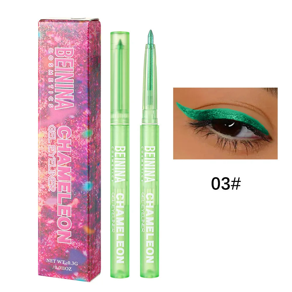 Shiny Chameleon Metallic Blue Eyeliner Gel Pen Eyeshadow Multicolor Eye Liner Pearlescent Polarized Glitter Eyes Pigment...