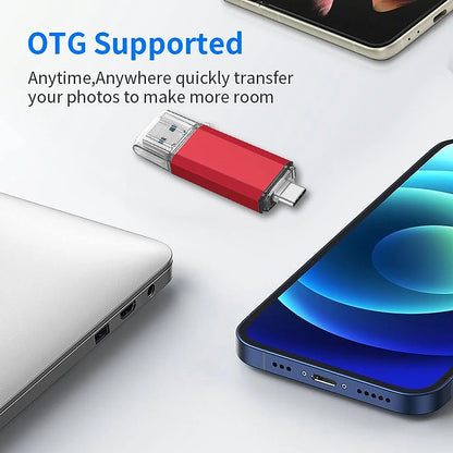 2TB OTG USB Flash Drive USB 3.0 Type C For iPhone ipad 1TB 512GB 256G Pendrive Samsung Huawei Xiaomi Android Laptop Memory Stick - Kimlud
