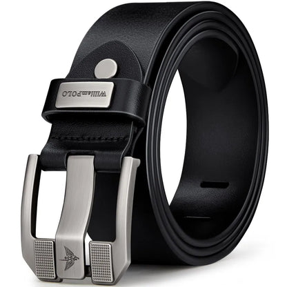 Men's casual belt, fashionable needle buckle cowhide personalized belt, retro style denim belt - Kimlud