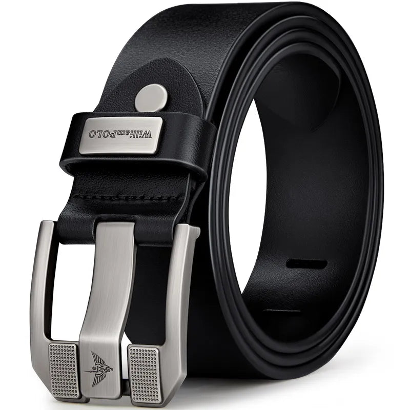 Men's casual belt, fashionable needle buckle cowhide personalized belt, retro style denim belt - Kimlud