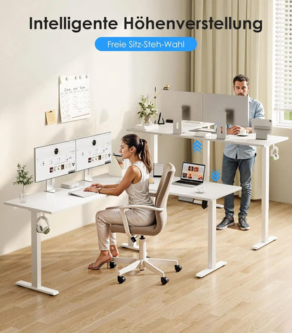 OffiGo L-Shaped Height Adjustable desk 180x140 cm desk Height Adjustable Electric White | Kimlud Office Luxury Desk