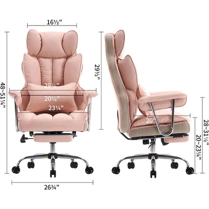 "durable heavy-duty office chair for 400lbs capacity with footrest, ideal for home office desks, available in pink for big and t - Kimlud