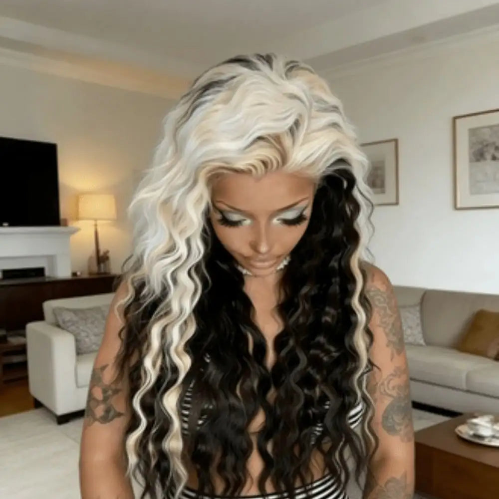 Colored Highlight White Black Body Wave Transparent 13x4 HD Lace Frontal Wigs for Women Brazilian Human Hair Wig 200...
