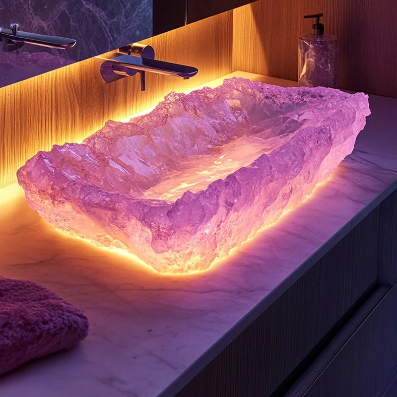 Resin dream crystal stone wash basin custom sales office model room bathroom single basin art table basin | Kimlud...