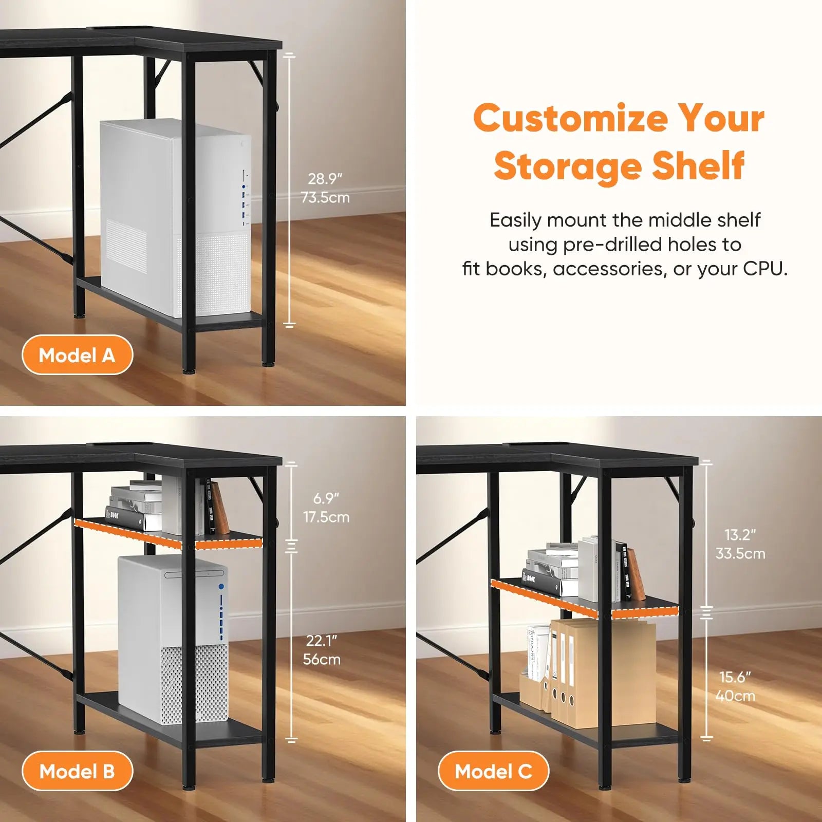 JHK L Shaped Desk with Shelf Drawers 55 Inch Corner Computer Desks Gaming with Power Outlet Adjustable Shelves Home Office Table