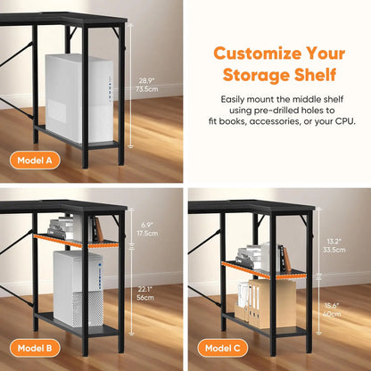 JHK L Shaped Desk with Shelf Drawers 55 Inch Corner Computer Desks Gaming with Power Outlet Adjustable Shelves Home Office Table