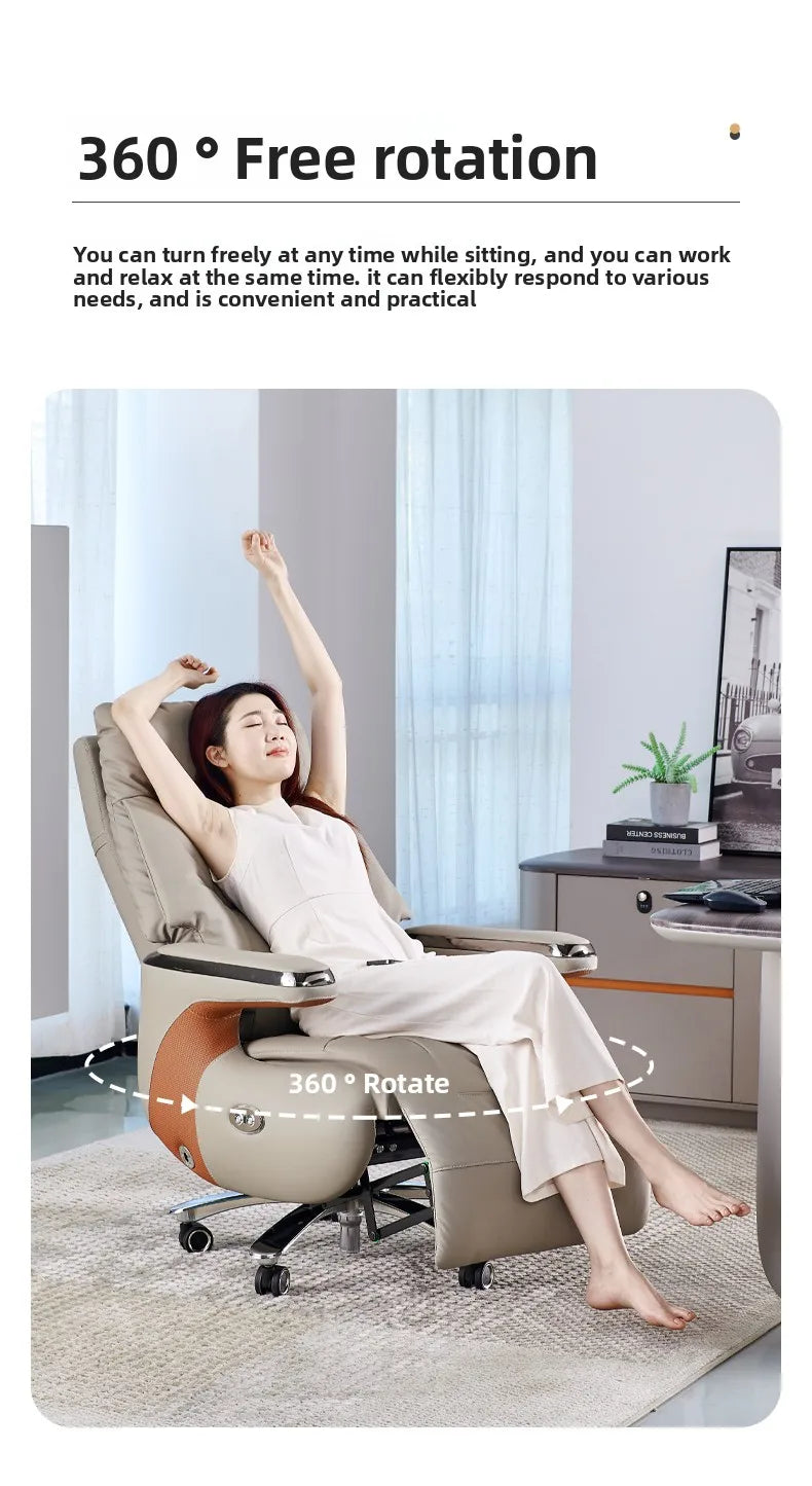 Electric Massage Boss Chair Heated Ventilated Gaming Chair Genuine Leather Executive Computer Seat Luxury Ergonomic Office Chair
