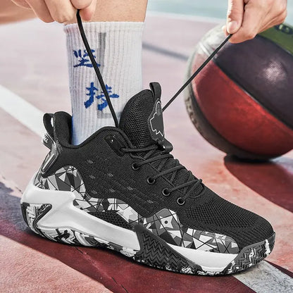 High Quality Men Basketball Shoes Brand Men Sneakers Luxyry Design Mesh Breathable Sports Shoes High Top Anti-slip Casual Shoes - Kimlud