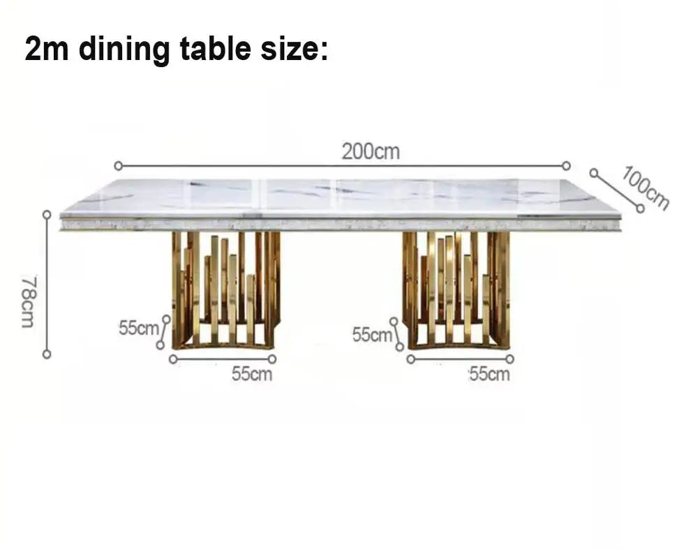 stainless steel Dining Room Home Furniture modern marble dining table rectangle table - Kimlud