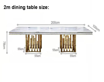 stainless steel Dining Room Home Furniture modern marble dining table rectangle table - Kimlud