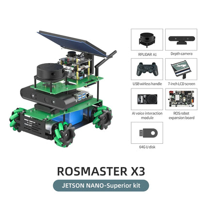 ROSMASTER X3 ROS2 Robot Aluminum Alloy Frame Autopilot Lidar Mapping for Jetson NANO Orin NX SUPER Orin NANO SUPER Raspberry Pi5