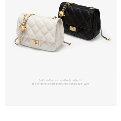 GOLF Lingge Chain Womens Small Square Bag Leather Shoulder Mini Crossbody Bags Banquet Handbag New Fashion Items for Women 2024 - Kimlud